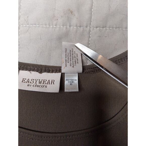 CHICO'S Easywear Tank Top Taupe Brown Size 2 Sleeveless Travel Knit Basic - Picture 5 of 7